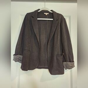 Skies Are Blue Women's Three Quarter Sleeve Knit Blazer XL Black & Gray, EUC